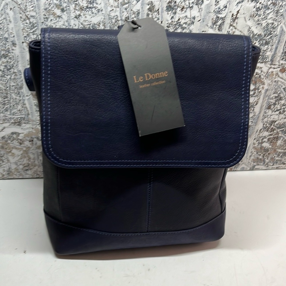 Le Donne Blue Leather Backpack